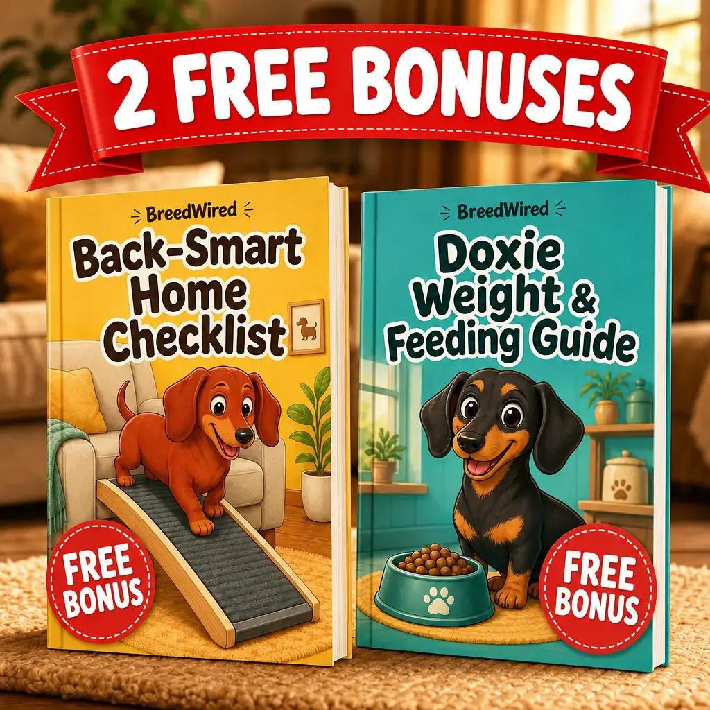 Free bonuses: Back-Smart Home Checklist and Doxie Weight and Feeding Guide